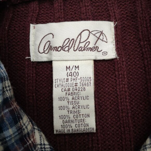 Arnold Palmer Men's Size Medium Burgundy V-neck Sweater w/ Insert - Picture 3 of 7